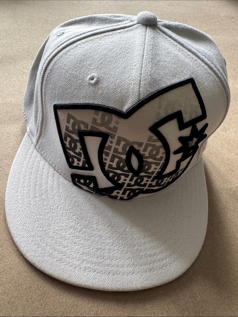 DC White Snapback Hat with Black Logo